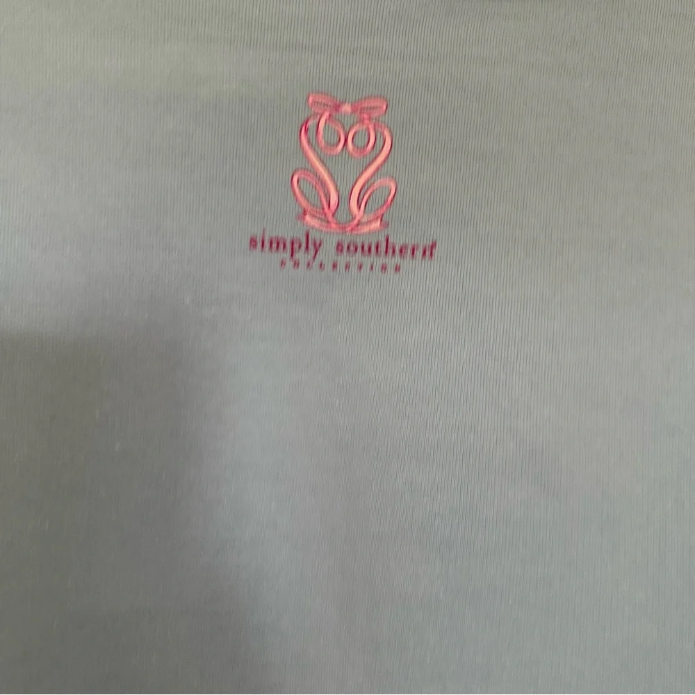 Simply southern Mama Blue Sweater with Pink Bow size S - Picture 5 of 5